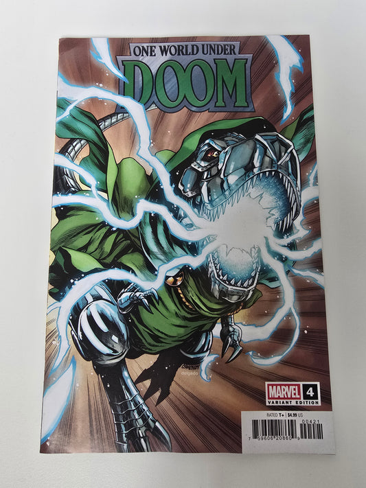 ONE WORLD UNDER DOOM #4 CORY SMITH DOOMASAUR VAR