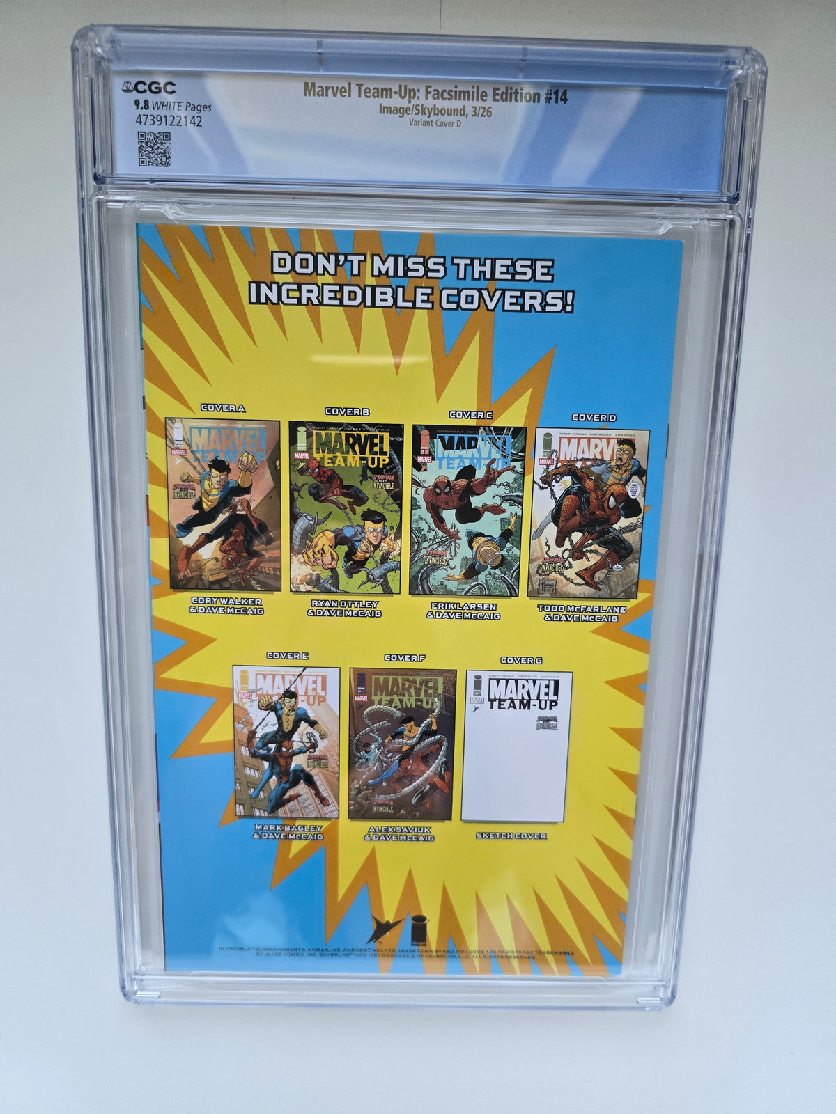 MARVEL TEAM UP #14 FACSIMILE EDITION TODD MCFARLANE & DAVE MCCAIG VARIANT CGC 9.8