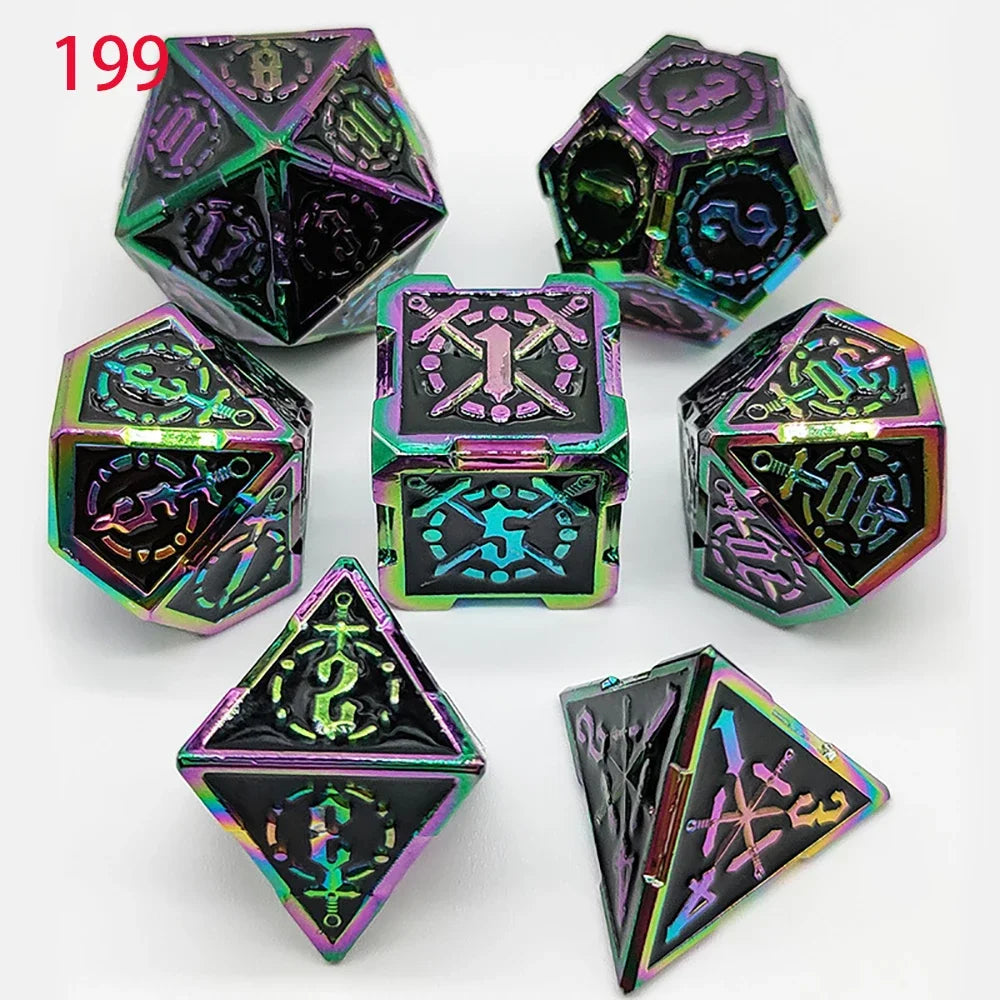 Dnd Zinc Alloy Solid Metal Dice Sharp Edge Polyhedral Dice D+D Set For Dungeon and Dragon Pathfinder Role Playing Game(RPG)、MTG