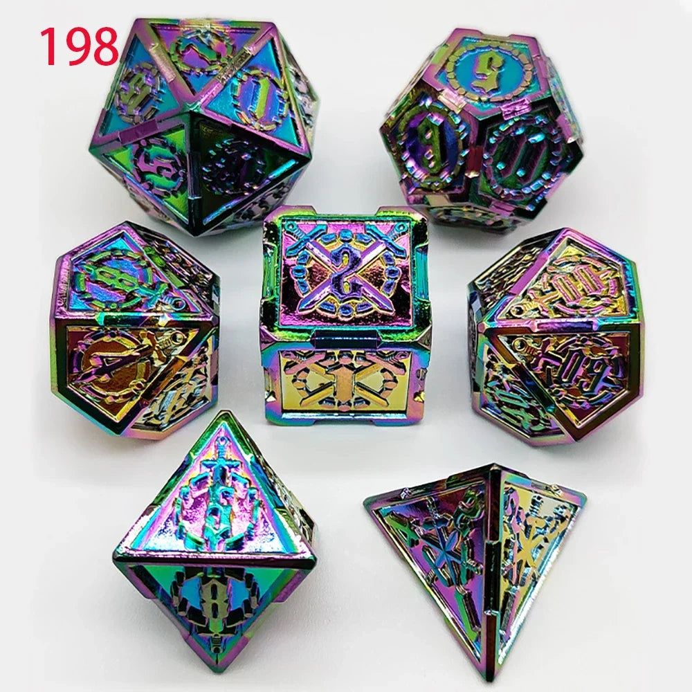 Dnd Zinc Alloy Solid Metal Dice Sharp Edge Polyhedral Dice D+D Set For Dungeon and Dragon Pathfinder Role Playing Game(RPG)、MTG