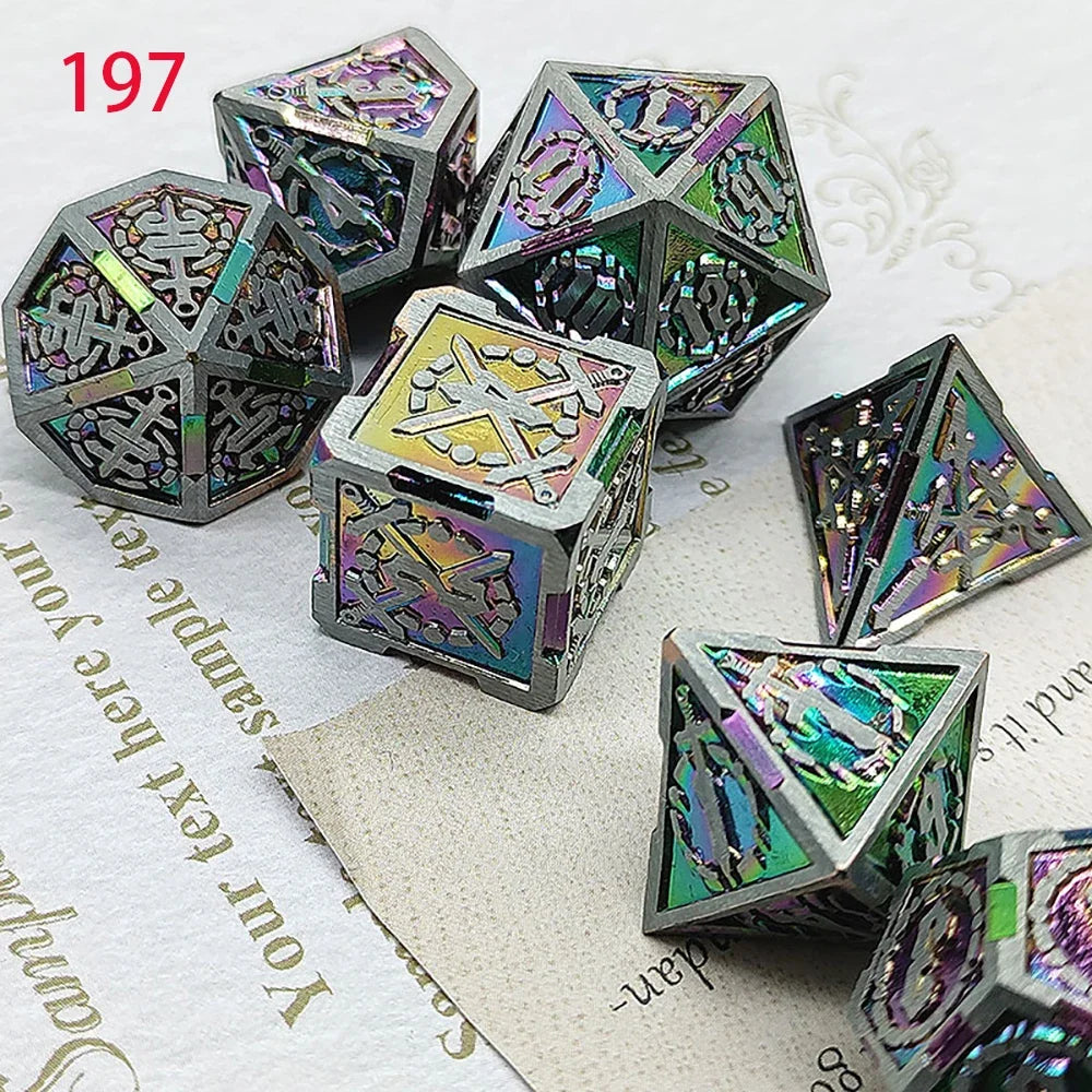Dnd Zinc Alloy Solid Metal Dice Sharp Edge Polyhedral Dice D+D Set For Dungeon and Dragon Pathfinder Role Playing Game(RPG)、MTG