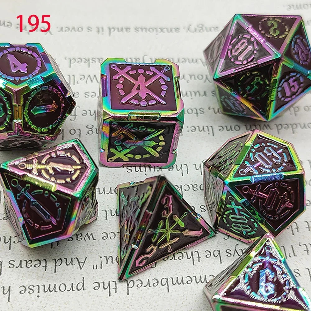 Dnd Zinc Alloy Solid Metal Dice Sharp Edge Polyhedral Dice D+D Set For Dungeon and Dragon Pathfinder Role Playing Game(RPG)、MTG