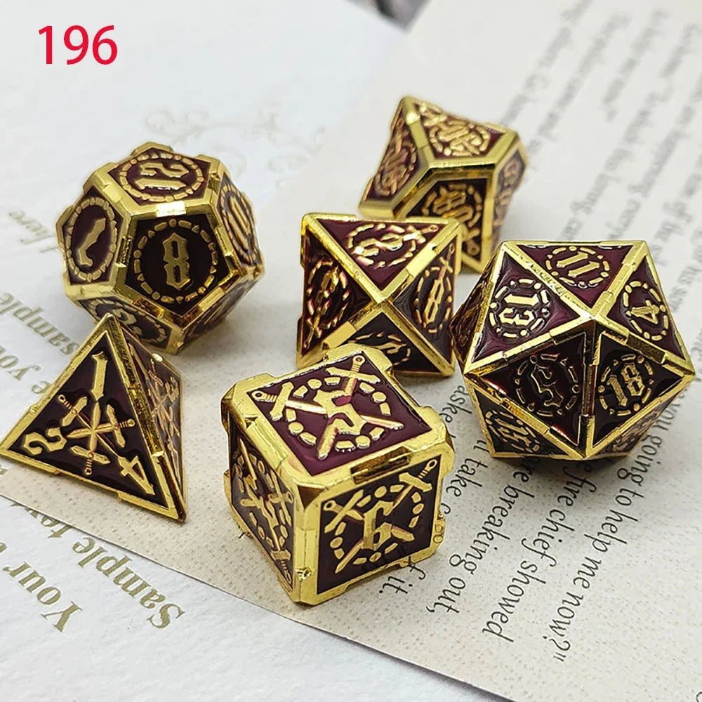 Dnd Zinc Alloy Solid Metal Dice Sharp Edge Polyhedral Dice D+D Set For Dungeon and Dragon Pathfinder Role Playing Game(RPG)、MTG