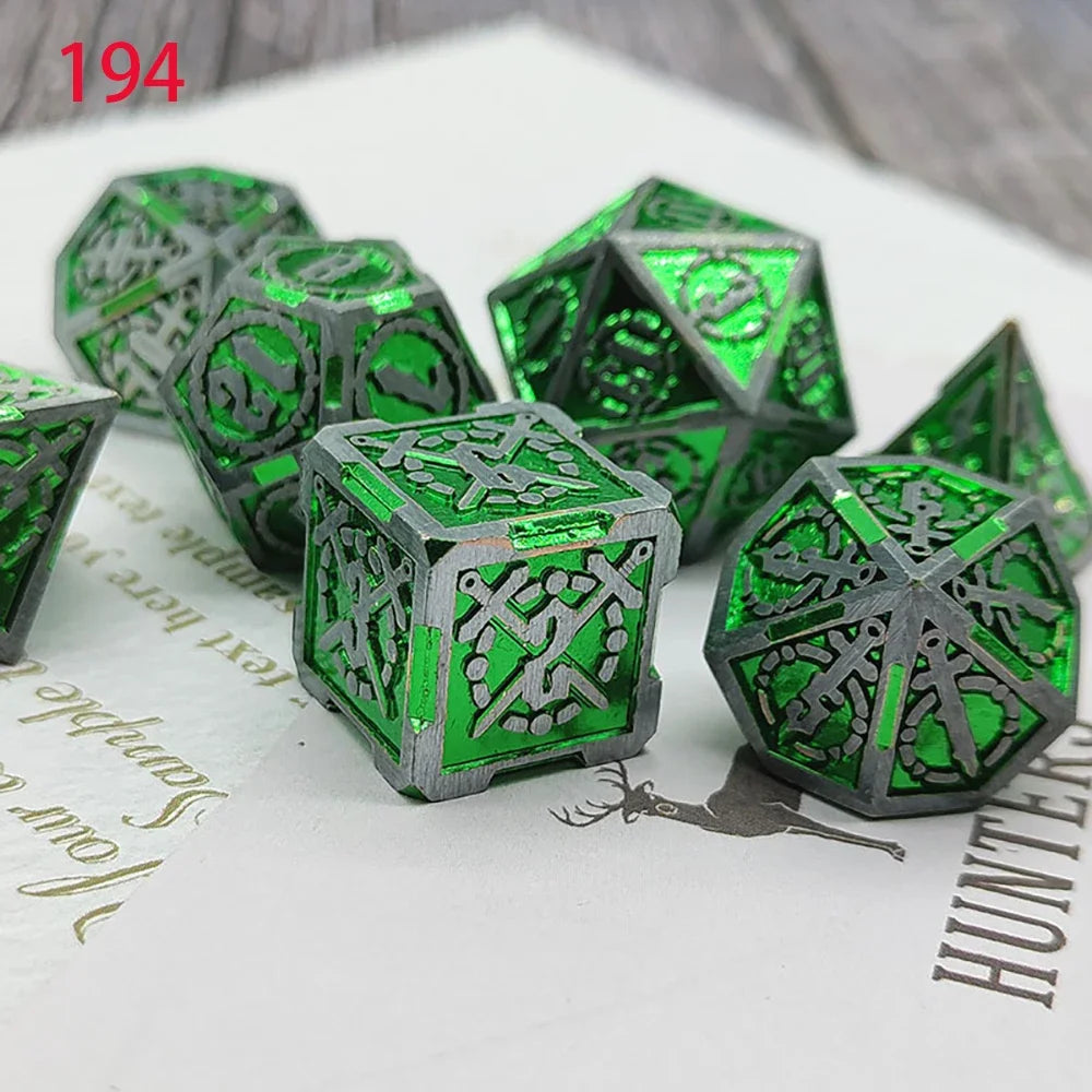 Dnd Zinc Alloy Solid Metal Dice Sharp Edge Polyhedral Dice D+D Set For Dungeon and Dragon Pathfinder Role Playing Game(RPG)、MTG