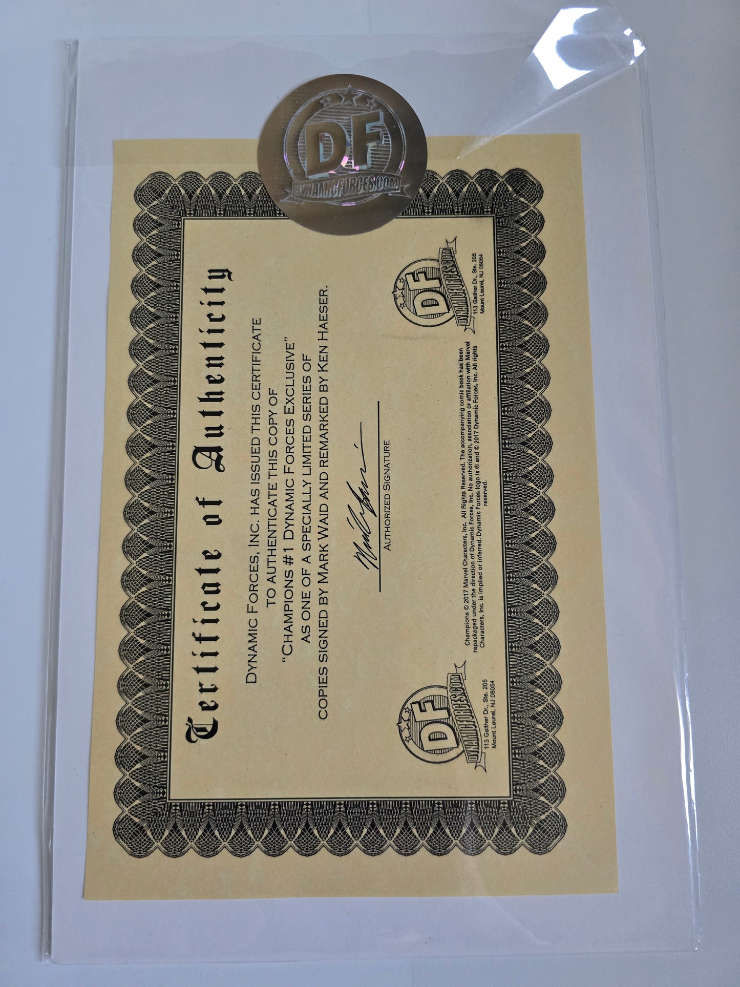 DF CHAMPIONS #1 DF EXCLUSIVE SIGNED BY MARK WAID AND REMARKED BY KEN HAESER WITH A SPIDER-MAN HEAD SKETCH