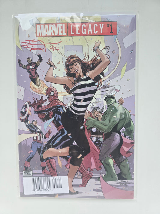 SIGNED!! MARVEL LEGACY #1 (+TICKET AUTH)  ULTRA-LIMITED CRIMSON RED SIGNATURE SERIES SIGNED BY TERRY AND RACHEL DODSON