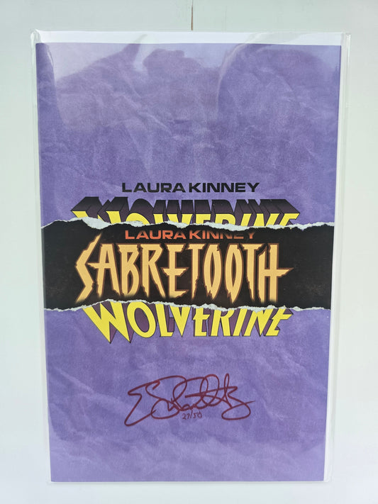 SIGNED!! WOLVERINE #10 (+TICKET AUTH) SIGNED BY ERICA SCHULTZ FORESHADOW LOGO VARIANT DF LAURA KINNEY