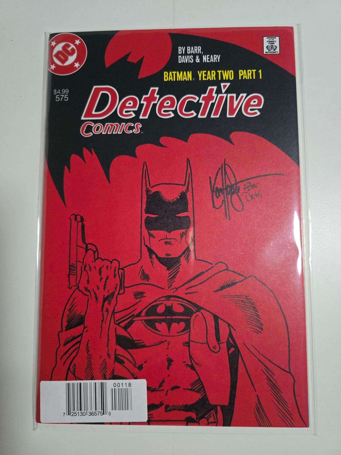 SIGNED SKETCH!!! (+TICKET AUTH) DETECTIVE COMICS #575 SIGNED AND REMARKED BY KEN HAESER WITH A BATMAN HOMAGE SKETCH