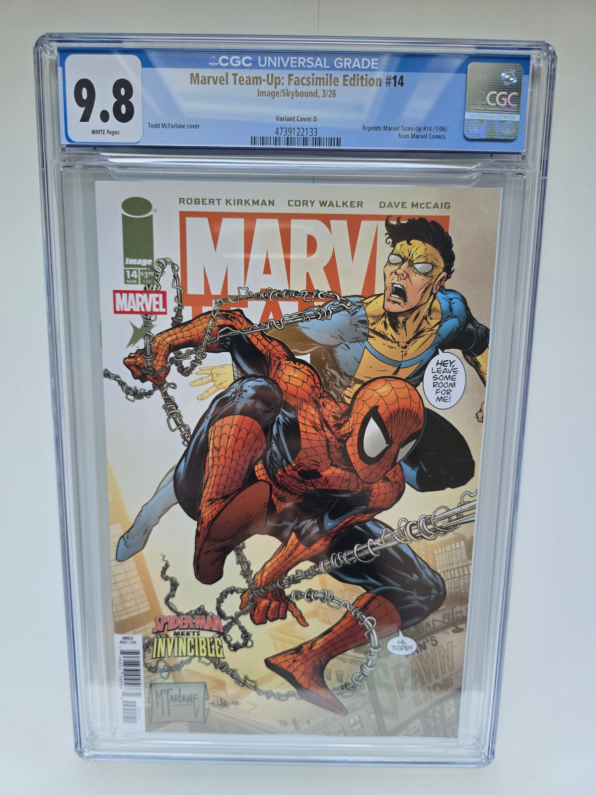 MARVEL TEAM UP #14 FACSIMILE EDITION TODD MCFARLANE & DAVE MCCAIG VARIANT CGC 9.8