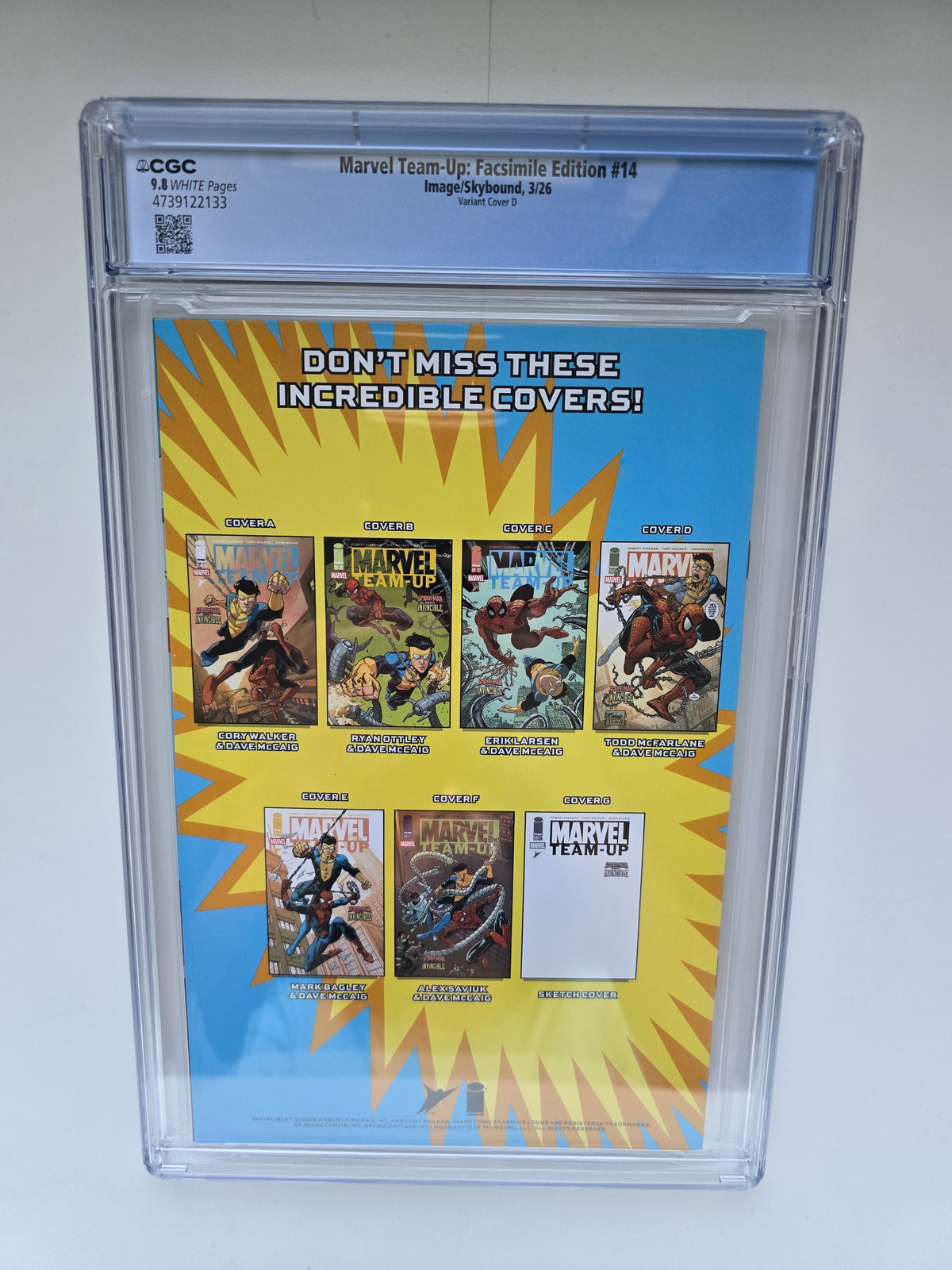 MARVEL TEAM UP #14 FACSIMILE EDITION TODD MCFARLANE & DAVE MCCAIG VARIANT CGC 9.8