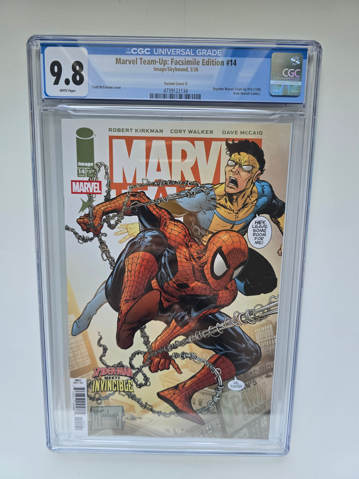 MARVEL TEAM UP #14 FACSIMILE EDITION TODD MCFARLANE & DAVE MCCAIG VARIANT CGC 9.8
