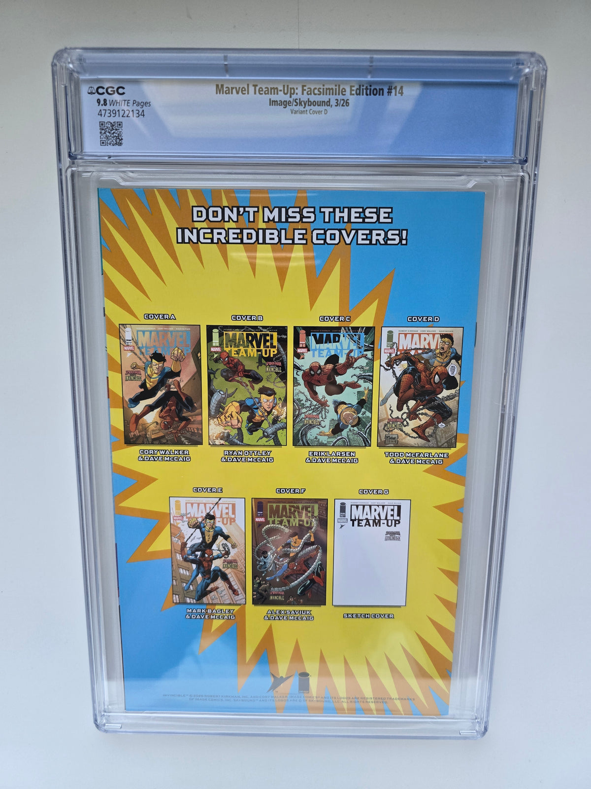 MARVEL TEAM UP #14 FACSIMILE EDITION TODD MCFARLANE & DAVE MCCAIG VARIANT CGC 9.8