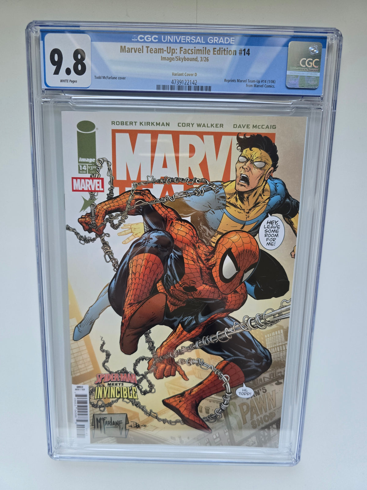 MARVEL TEAM UP #14 FACSIMILE EDITION TODD MCFARLANE & DAVE MCCAIG VARIANT CGC 9.8